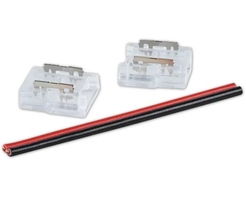 Radium LED Strip Verbinder zum lötfreien Verbinden von 2 LED Strips FXZA4510 Zwei transparente Steckverbinder und ein zweiadriges Kabel
