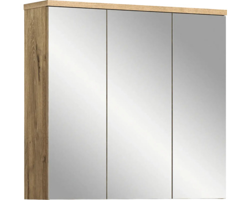 Xonox.home Spiegelschrank Grado 75 x 20 x 80 cm nox oak 3-türig Spiegelschrank mit drei Türen und Holzrahmen