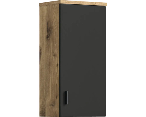 Xonox.home Hängeschrank Grado BxHxT 37 x 75 cm x 25 cm Frontfarbe grau / Korpus nox oak Hängeschrank mit einer Tür und Holzoptik