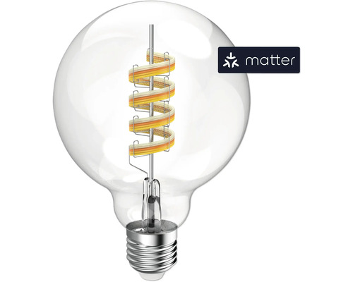 Dekorative LED Lampe mit Wendel und Matter Logo