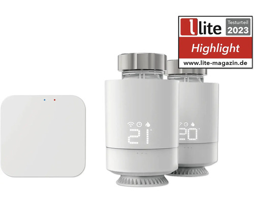 Zwei digitale Heizkörperthermostate und eine Steuereinheit mit U-lite Testsiegel 2023 Highlight