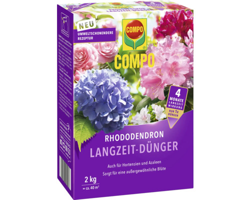 Rhododendron-Langzeitdünger COMPO 2 kg auch für Hortensien und Azaleen Packung COMPO Rhododendron Langzeit-Dünger 2 kg