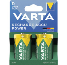 Varta Recharge Accu Power D 3000 mAh, zwei wiederaufladbare Batterien
