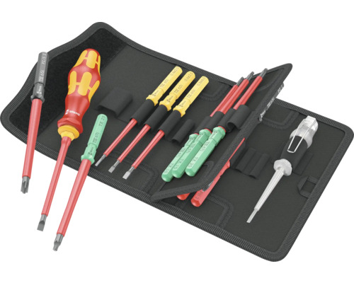 Wera Schraubendrehersatz mit Spannungsprüfer in einer schwarzen Tasche