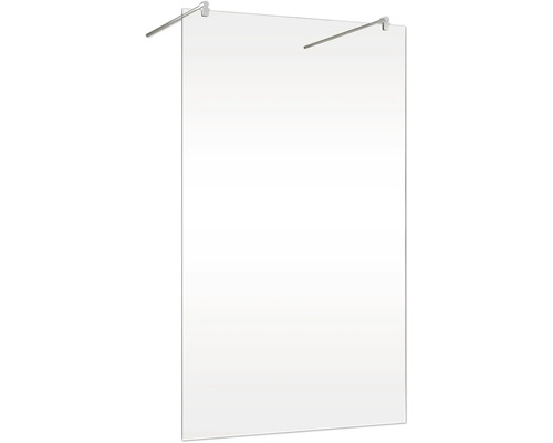 Duschwand aus Glas mit Stabilisierungsstangen