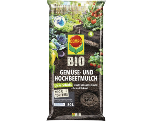 Sack COMPO Bio Gemüse- und Hochbeetmulch, 50 Liter, torffrei
