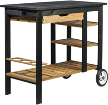 Servierwagen aus Holz mit Schublade und Rollen