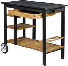 Servierwagen aus Holz mit Schublade und Regalen