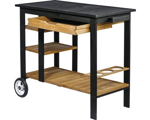 Servierwagen aus Holz mit Schublade und Regalen