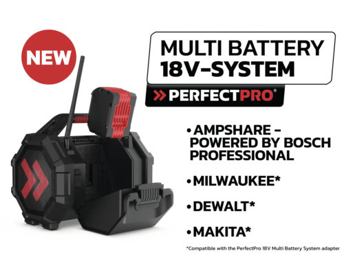 Perfectpro Baustellenradio mit Multi Batterie 18 Volt System