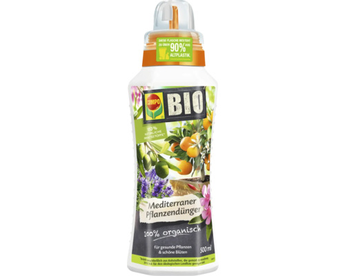 Compo Bio Mediterraner Pflanzendünger in einer Flasche mit 500 Milliliter Inhalt