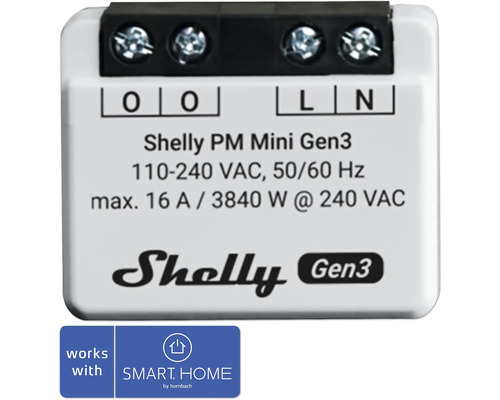 Shelly PM Mini Gen.3 Leistungsmesser 1-Kanal 16A WLAN Bluetooth weiß