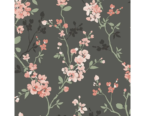 Tapete mit Blumenmuster auf dunklem Hintergrund