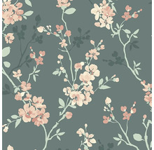 Tapete mit Blütenmuster auf dunklem Hintergrund