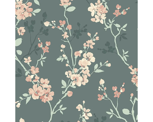 Tapete mit Blütenmuster auf dunklem Hintergrund