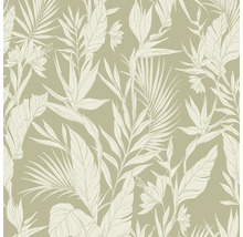 Tapete mit floralem Muster aus Blättern und Blüten