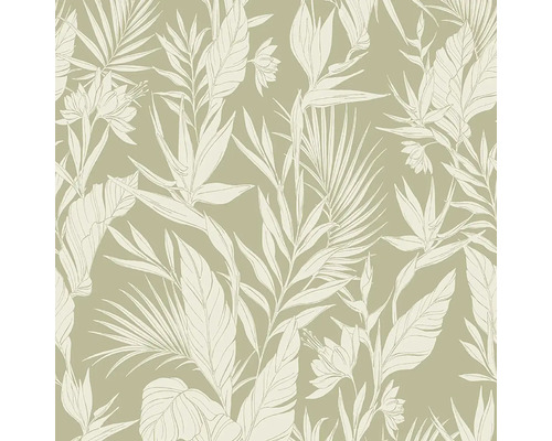 Tapete mit floralem Muster aus Blättern und Blüten