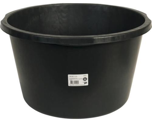 Schwarzer Mörtelkübel mit einem Fassungsvermögen von 40 Litern.