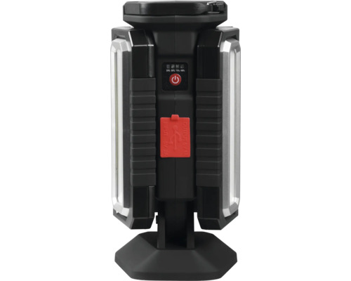 Akkuleuchte mit USB-Anschluss auf einem schwarzen Fuß