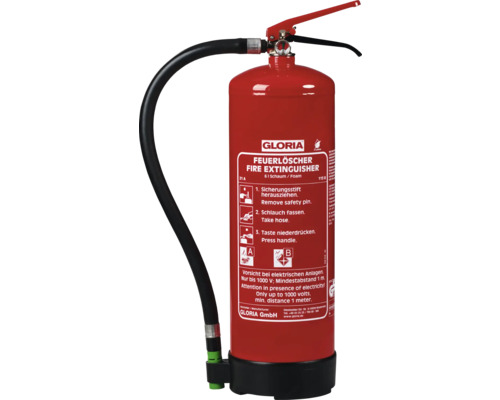 Schaumfeuerlöscher Protex SD6-E fluorfrei 6 l inkl. Wandhalter Gloria Schaum Feuerlöscher mit Schlauch