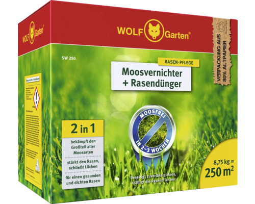 Moosvernichter + Rasendünger WOLF-Garten, 8,75 kg / 250 m² Reg.Nr. 3608-908