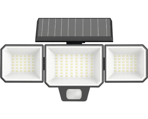 Solarstrahler mit drei Leuchten und Solarpanel
