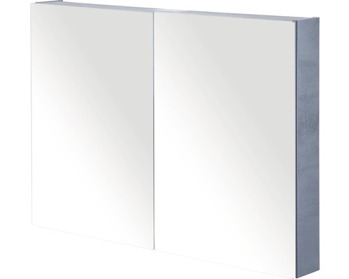 Spiegelschrank Sanox 90 x 13 x 65 cm beton anthrazit 2-türig doppelt verspiegelte Türen