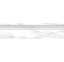 Feinsteinzeug Treppenstufe Macael 29,5 x 120 x 0,9 cm white poliert grau-thumb-0