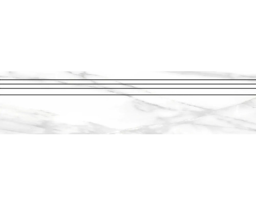 Feinsteinzeug Treppenstufe Macael 29,5 x 120 x 0,9 cm white poliert grau-0