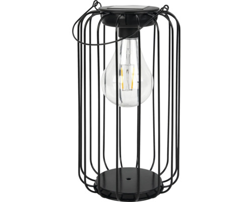 LED Solar Laterne 26,5 cm Filament schwarz Schwarze Solarleuchte im Laternen-Design mit Glühbirne