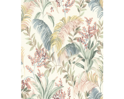 Vliestapete 481952 Country Charme Blumen hellblau Tapete mit Blättern und Blüten