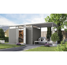 Gartenhaus Karibu Nosten 3 inkl. Anbaudach 2,25 m 564 x 244,5 cm graualuminium