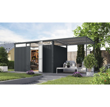 Gartenhaus Karibu Nosten 3 inkl. Anbaudach 2,25 m 564 x 244,5 cm anthrazit