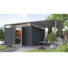 Gartenhaus Karibu Nosten 3,5 inkl. Anbaudach 2,25 m 564 x 355 cm anthrazit