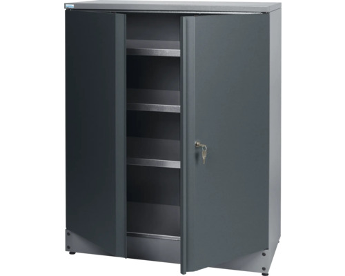 Stahlschrank mit Regalböden und abschließbarer Tür