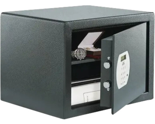 Geöffneter Möbeltresor mit elektronischem Schloss zur Aufbewahrung von Wertsachen