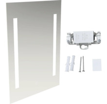 Rechteckiger Spiegel mit Ausschnitten und Befestigungsmaterial