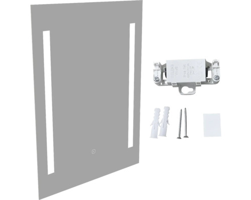 Rechteckiger Spiegel mit LED Beleuchtung und Montagezubehör