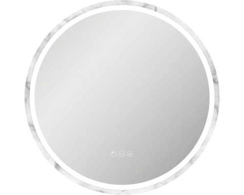 form&style LED-Spiegel OENO Ø 60 cm marmoriert IP 44 Runder Spiegel mit Marmorrahmen und integrierter Beleuchtung