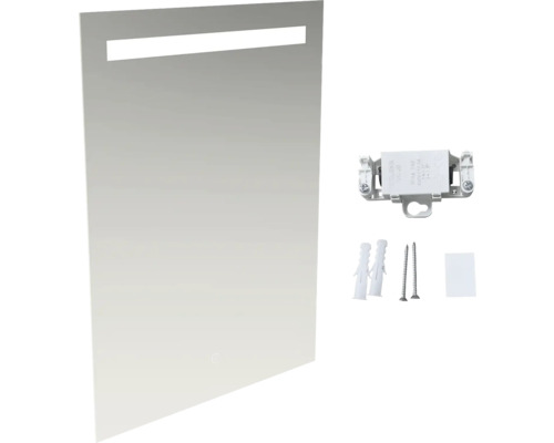Rechteckiger Badspiegel mit LED Beleuchtung und Befestigungsmaterial