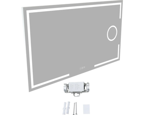 Rechteckiger Spiegel mit LED-Beleuchtung und Montagematerial