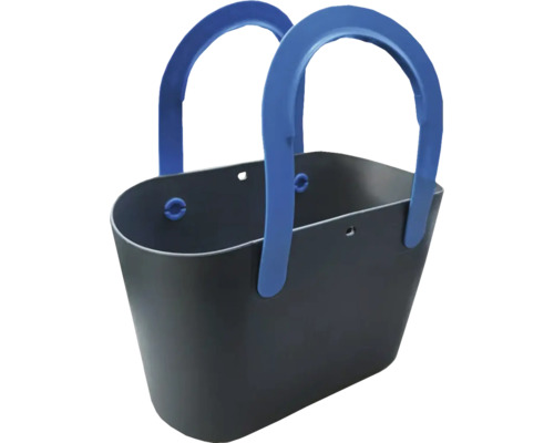 Grauer Einkaufskorb mit blauen Griffen