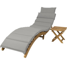 Gartenliege mit Auflage und Beistelltisch aus Holz