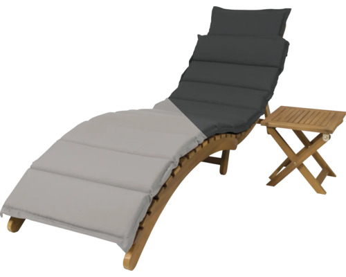 Gartenliege mit Auflage und kleinem Beistelltisch