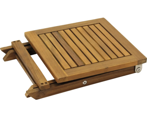 Zusammengeklappter Holzhocker mit Lattenrost