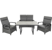 Dining-Set Gartenmöbelset Loungeset bellavista - Home&Garden® 4 -Sitzer Aluminium Polyrattan grau