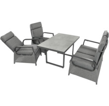 Dining-Set Gartenmöbelset Loungeset bellavista - Home&Garden® 4 -Sitzer Aluminium Polyrattan grau