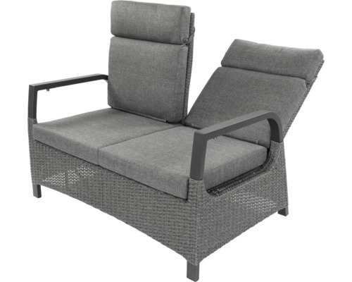 Zweisitzer Gartensofa mit verstellbarer Rückenlehne und geflochtenem Rahmen