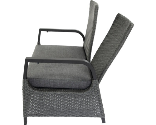 Gartenbank mit verstellbarer Rückenlehne und Sitzkissen