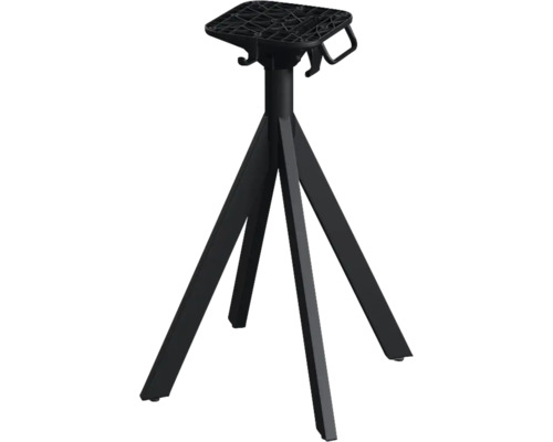 Tischgestell Infinity niedrig Edelstahl 60×60×72 cm schwarz Dreibeiniger Maschinentisch aus Metall mit Kunststoffplatte